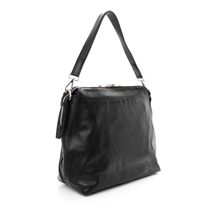 Prada Soft Calf Side Zip Hobo Black 3 of 15
