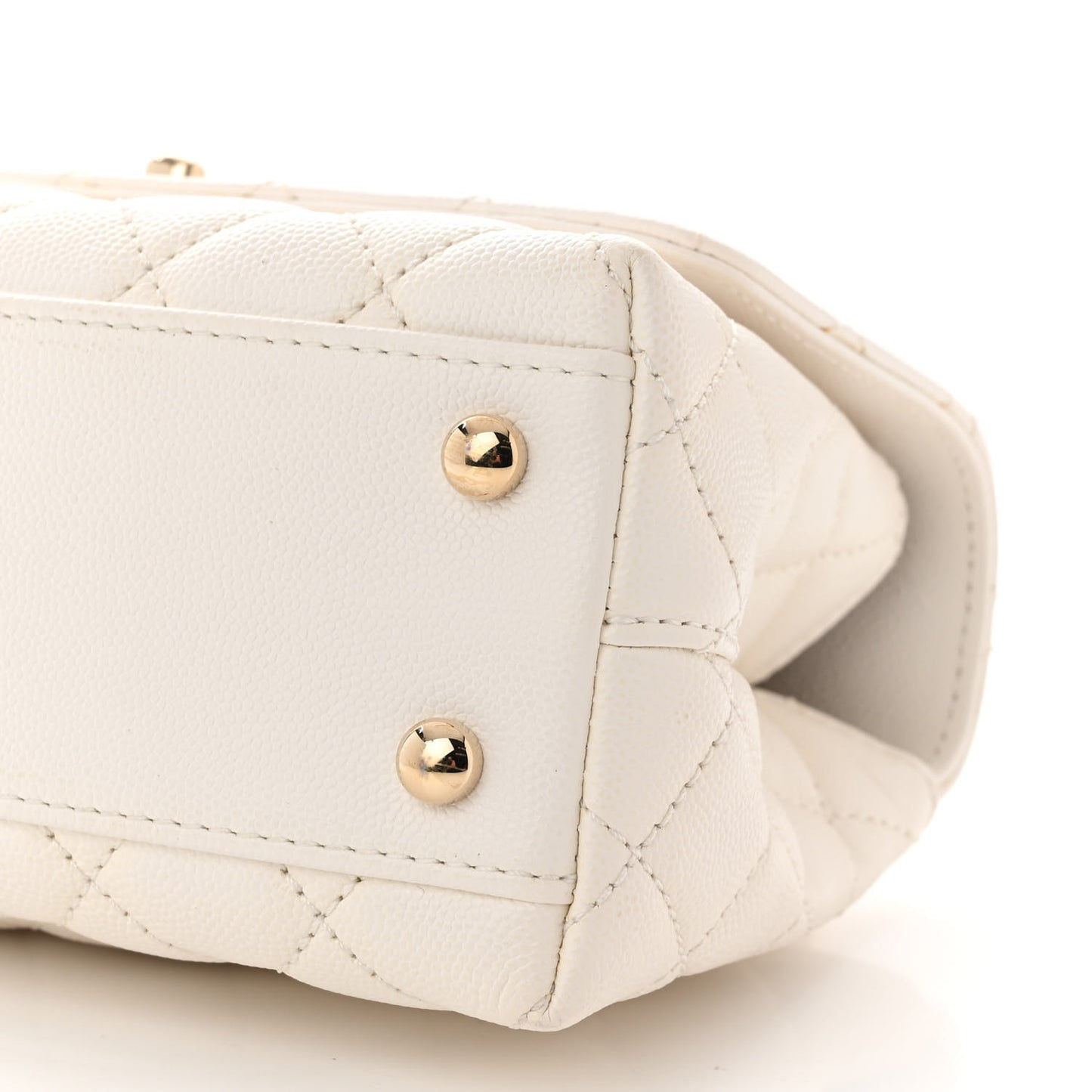 Caviar Quilted Mini Coco Handle Flap White