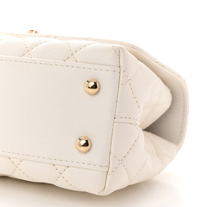 Chanel Caviar Quilted Mini Coco Handle Flap White 10 of 11