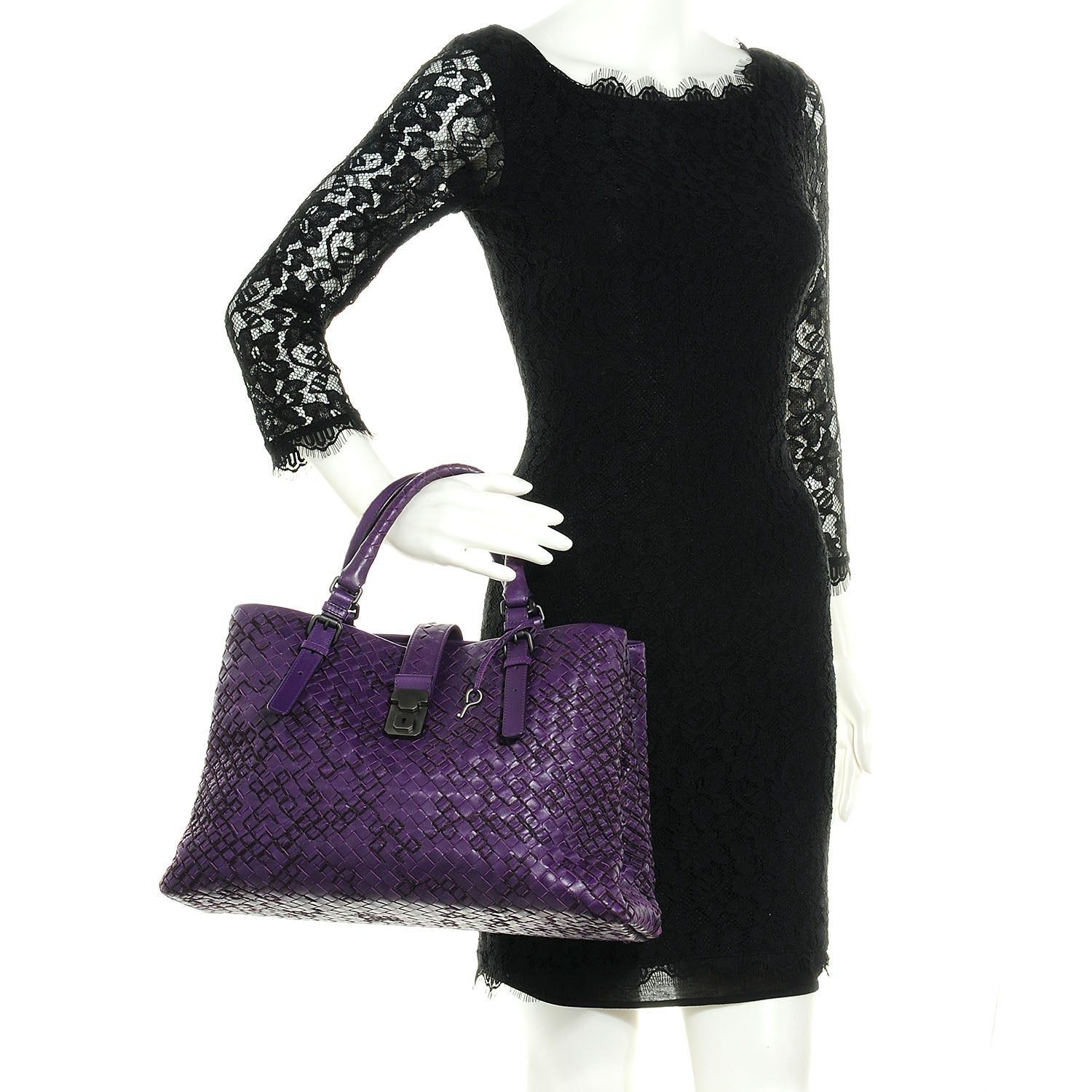 Bottega Veneta Nappa Intrecciato Graphic Roma Tote Plum 2 of 9