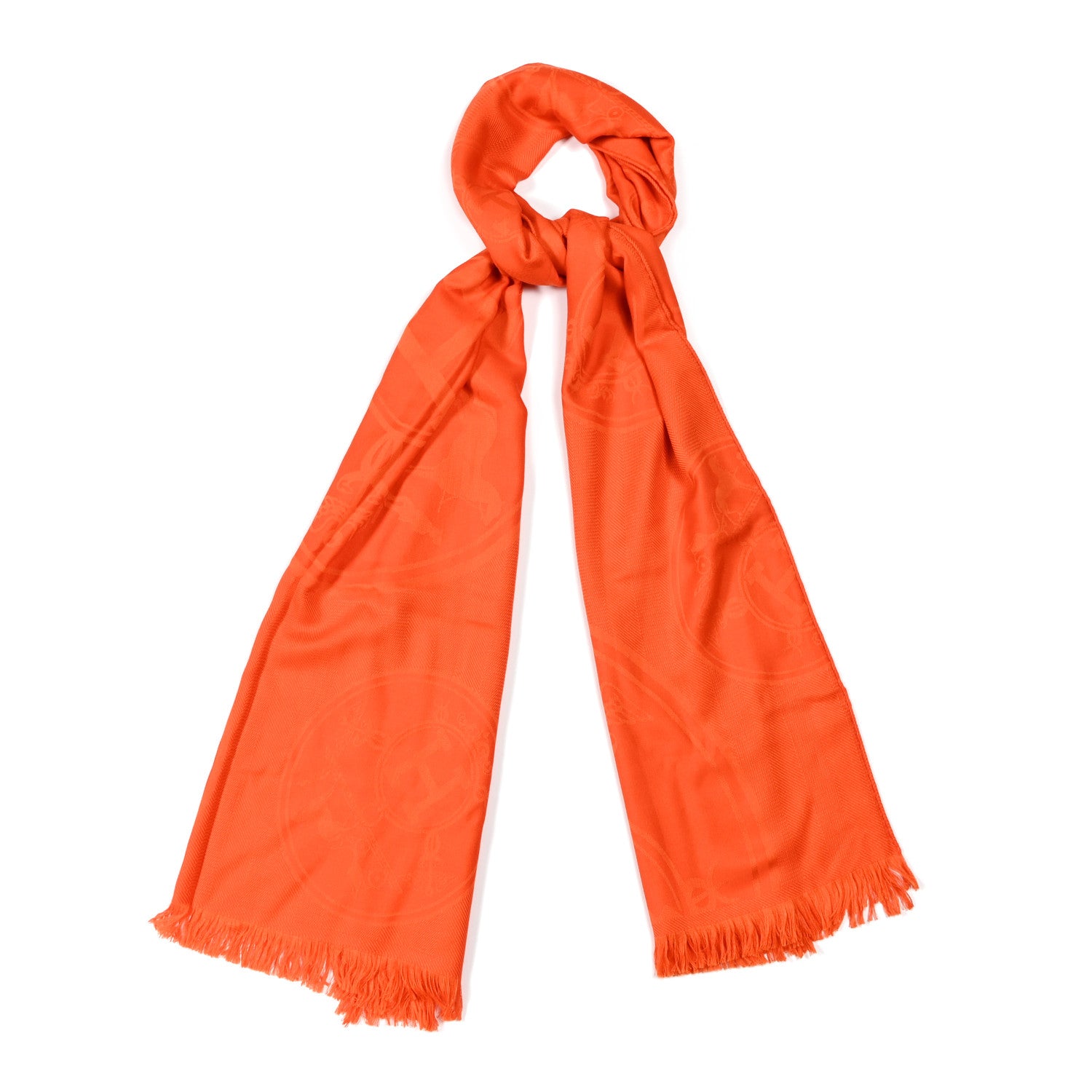 Hermes Cashmere Silk New Libris Confettis D'Ex Libris Stole Orange Vif 1 of 3