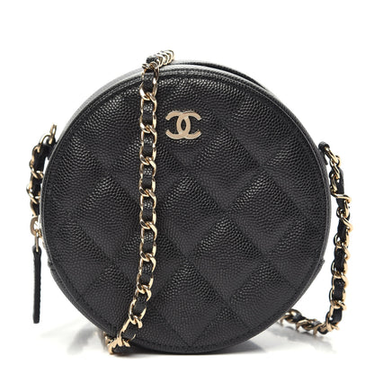Chanel Caviar Quilted Round Clutch With Chain Black 1 of 10