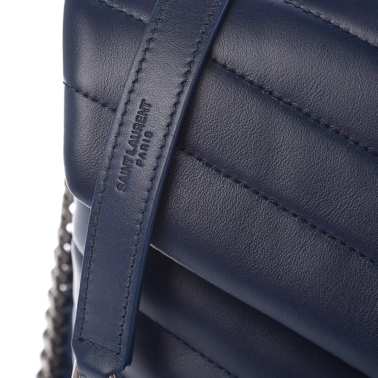 Calfskin Y Quilted Monogram Medium Loulou Chain Satchel Denim Blue