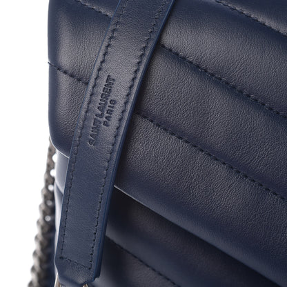 Saint Laurent Calfskin Y Quilted Monogram Medium Loulou Chain Satchel Denim Blue 8 of 11