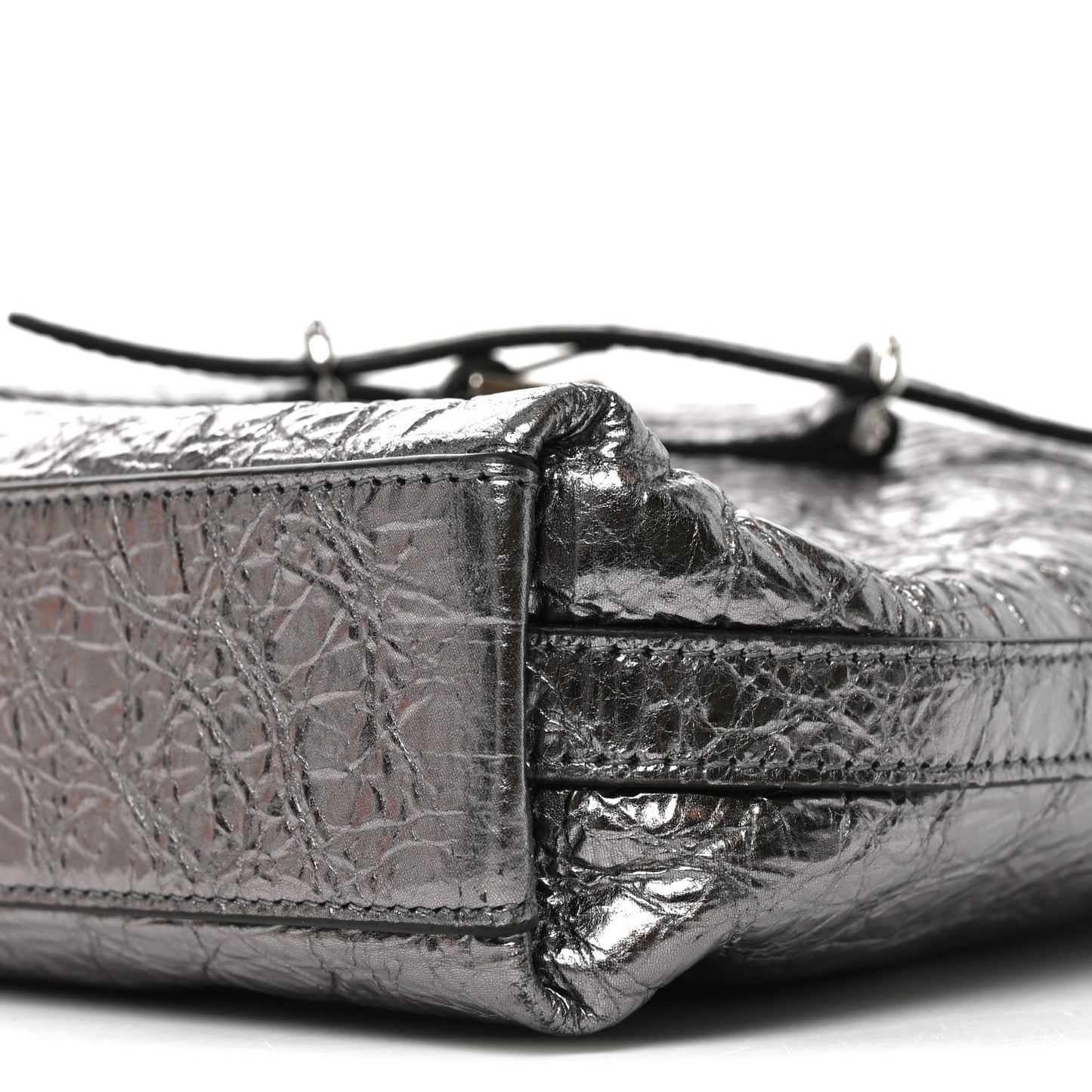Metallic Calfskin Medium Voyou Bag Silver