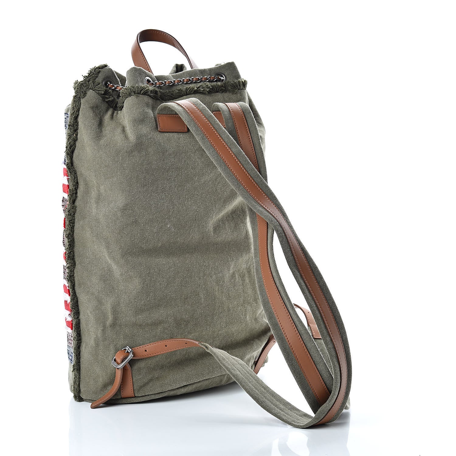 Chanel Canvas Sequins Cubano Trip Backpack Khaki 3 of 10