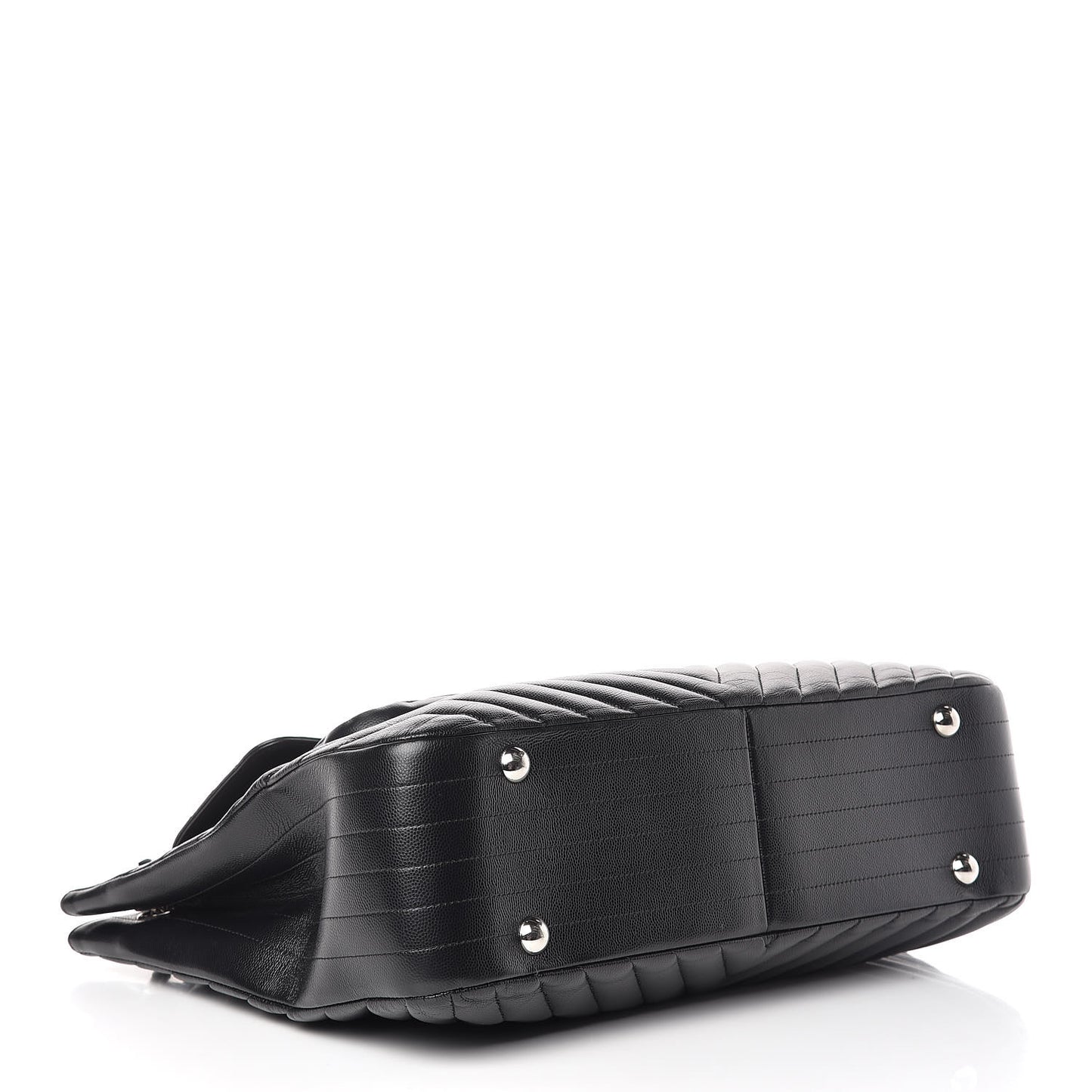 Caviar Chevron Quilted Flap Tote Black