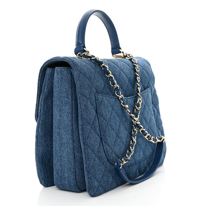 Chanel Denim Quilted Large Trendy CC Flap Dual Handle Bag Blue 3 of 12