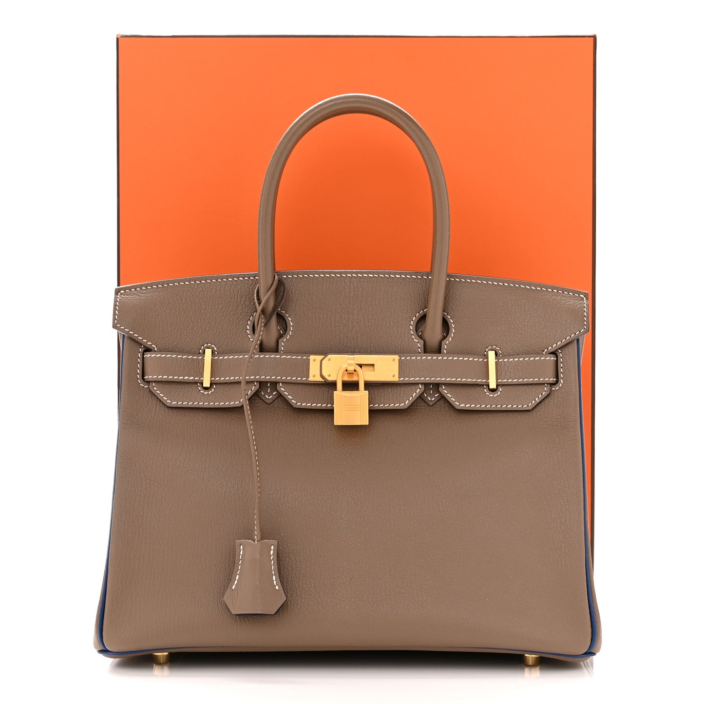 Chevre Mysore Horseshoe Birkin 30 Etoupe Blue Saphir