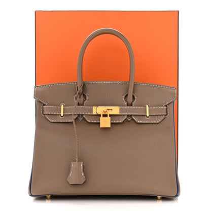 Hermes Chevre Mysore Horseshoe Birkin 30 Etoupe Blue Saphir 11 of 11