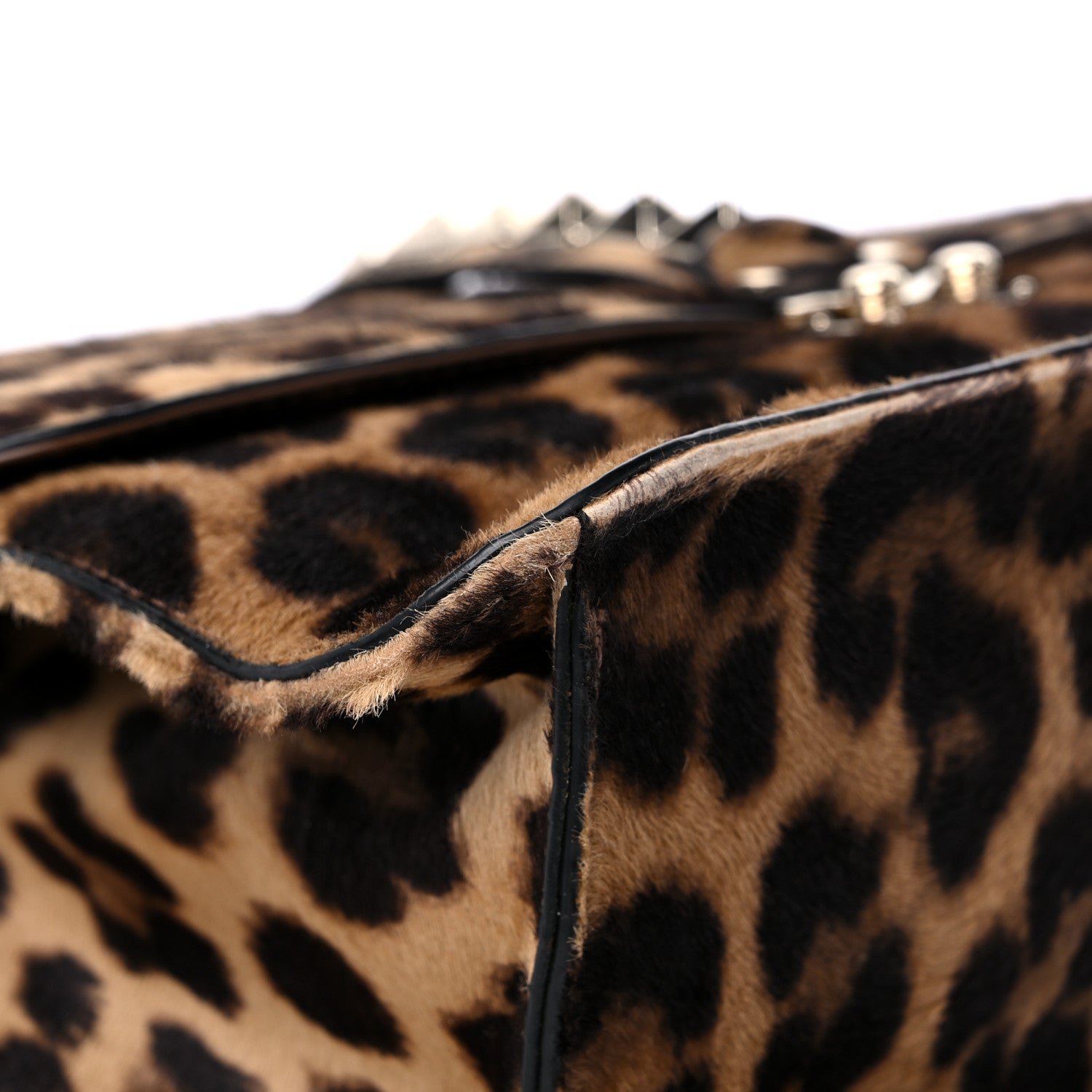 Valentino Garavani Calf Hair Leopard Print Large Glam Lock Rockstud Flap 7 of 13