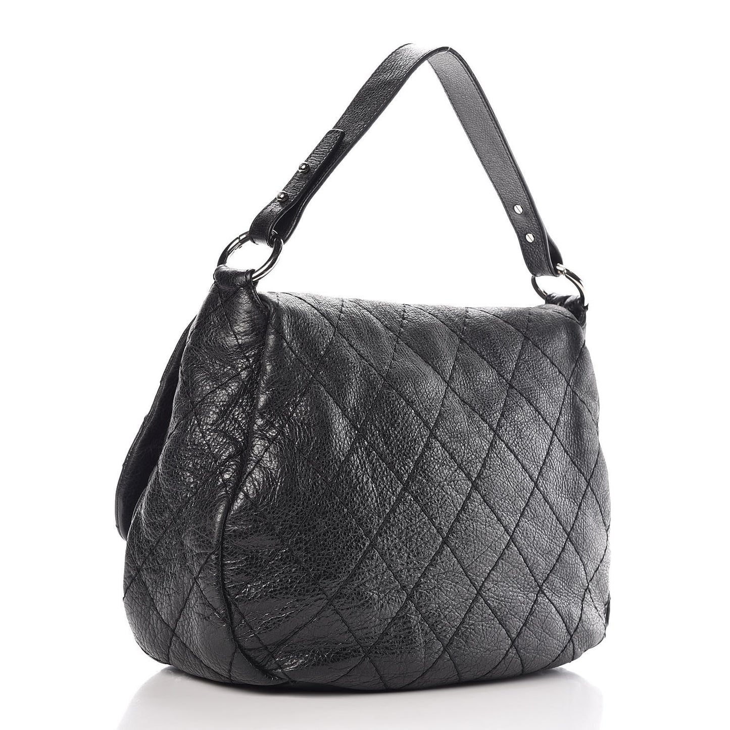 Glazed Calfskin Stitched XL On The Road Flap Black