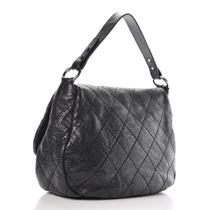 Chanel Glazed Calfskin Stitched XL On The Road Flap Black 3 of 11