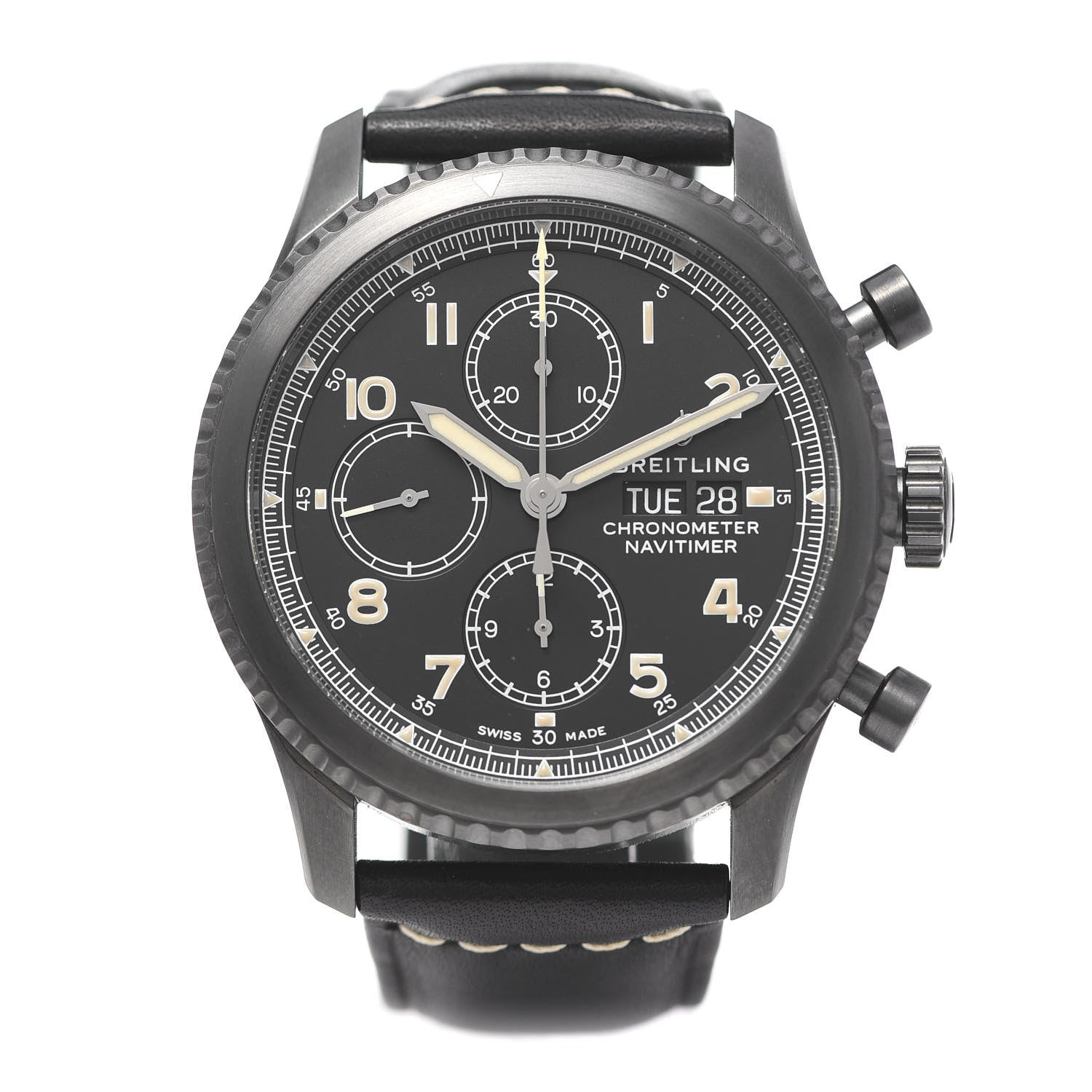 Breitling DLC Coated Stainless Steel Calfskin 43mm Navitimer 8 Chronograph Automatic Watch Black M13314 1 of 9