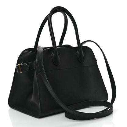 The Row Polished Saddle Calfskin Soft Margaux 10 Bag Black 3 of 9