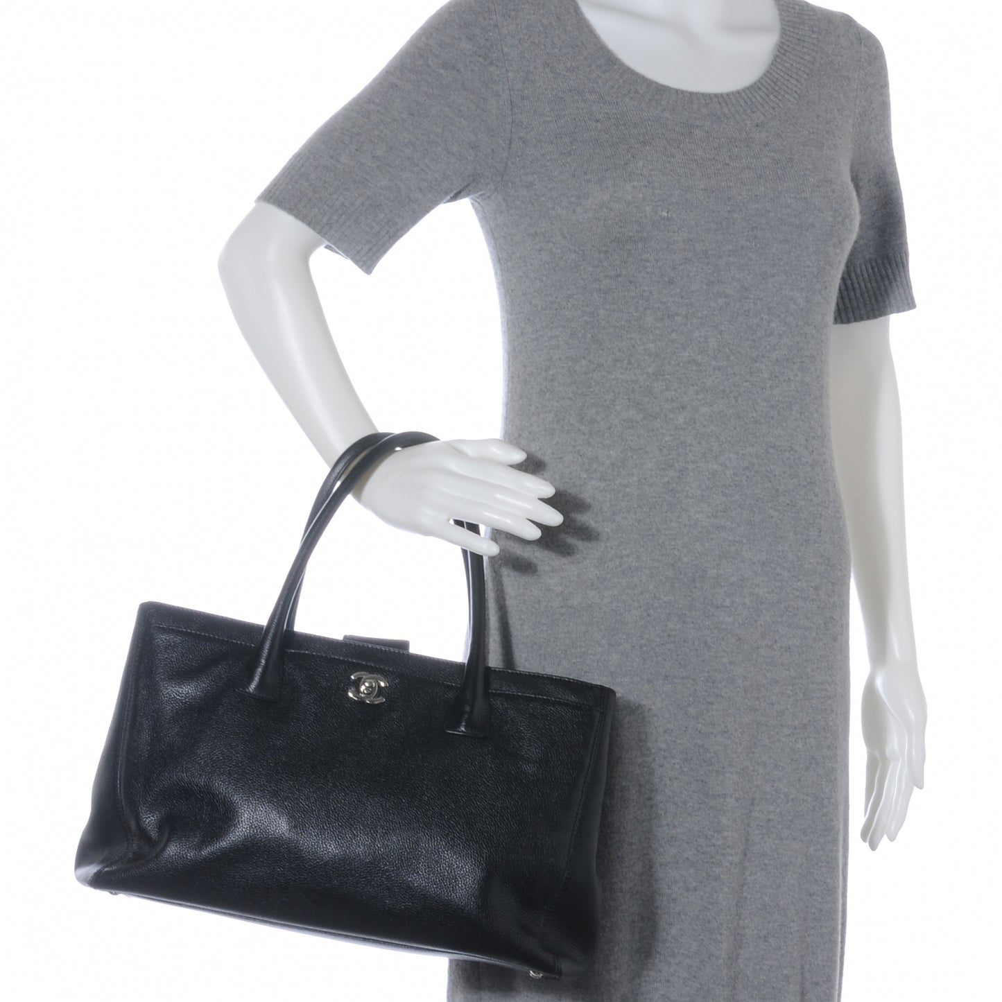 Calfskin Cerf Executive Shopper Tote Black