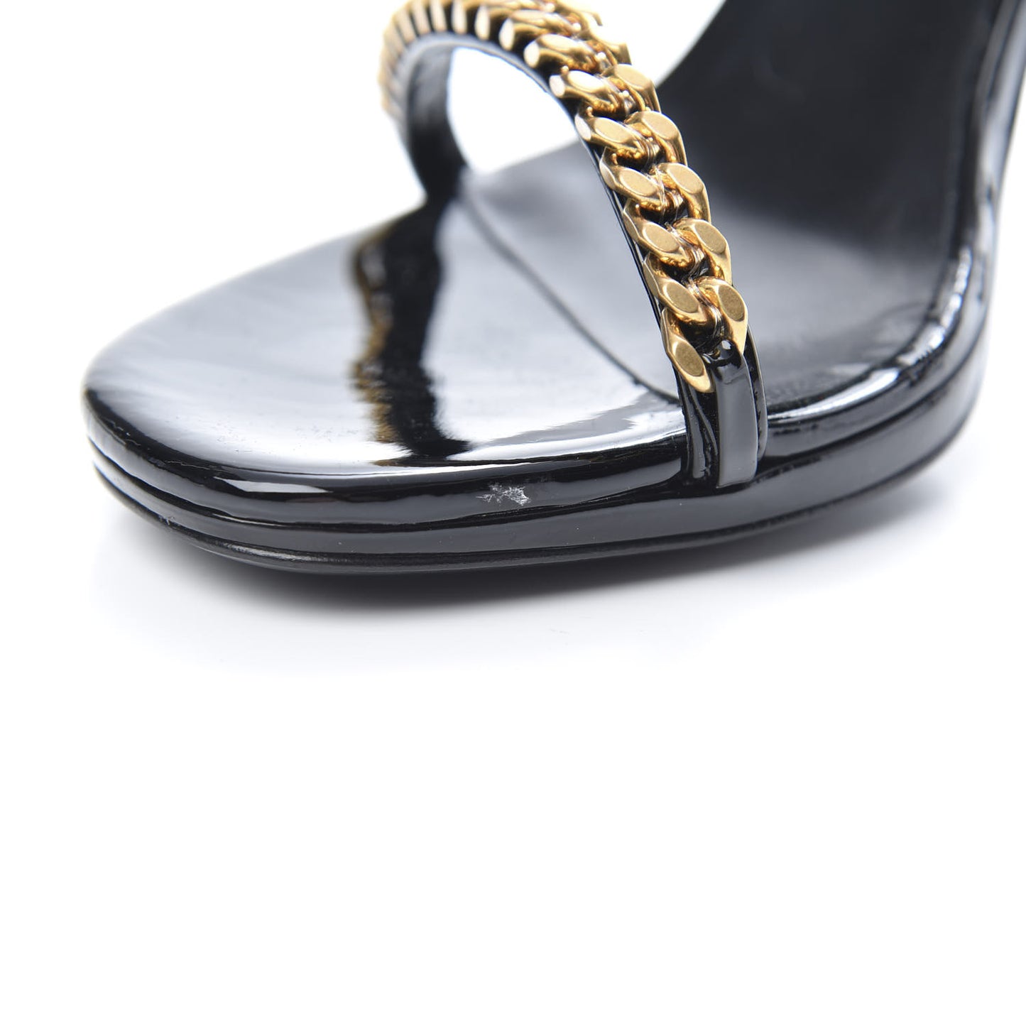Patent Calfskin Chain Jane 110 Ankle Strap Sandals 37 Black