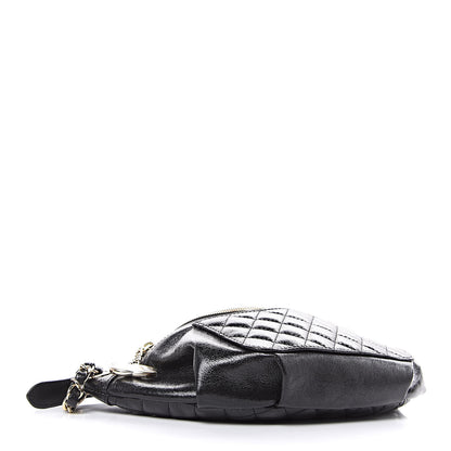 Chanel Crumpled Glazed Lambskin Quilted Waist Bag Fanny Pack Black 4 of 10