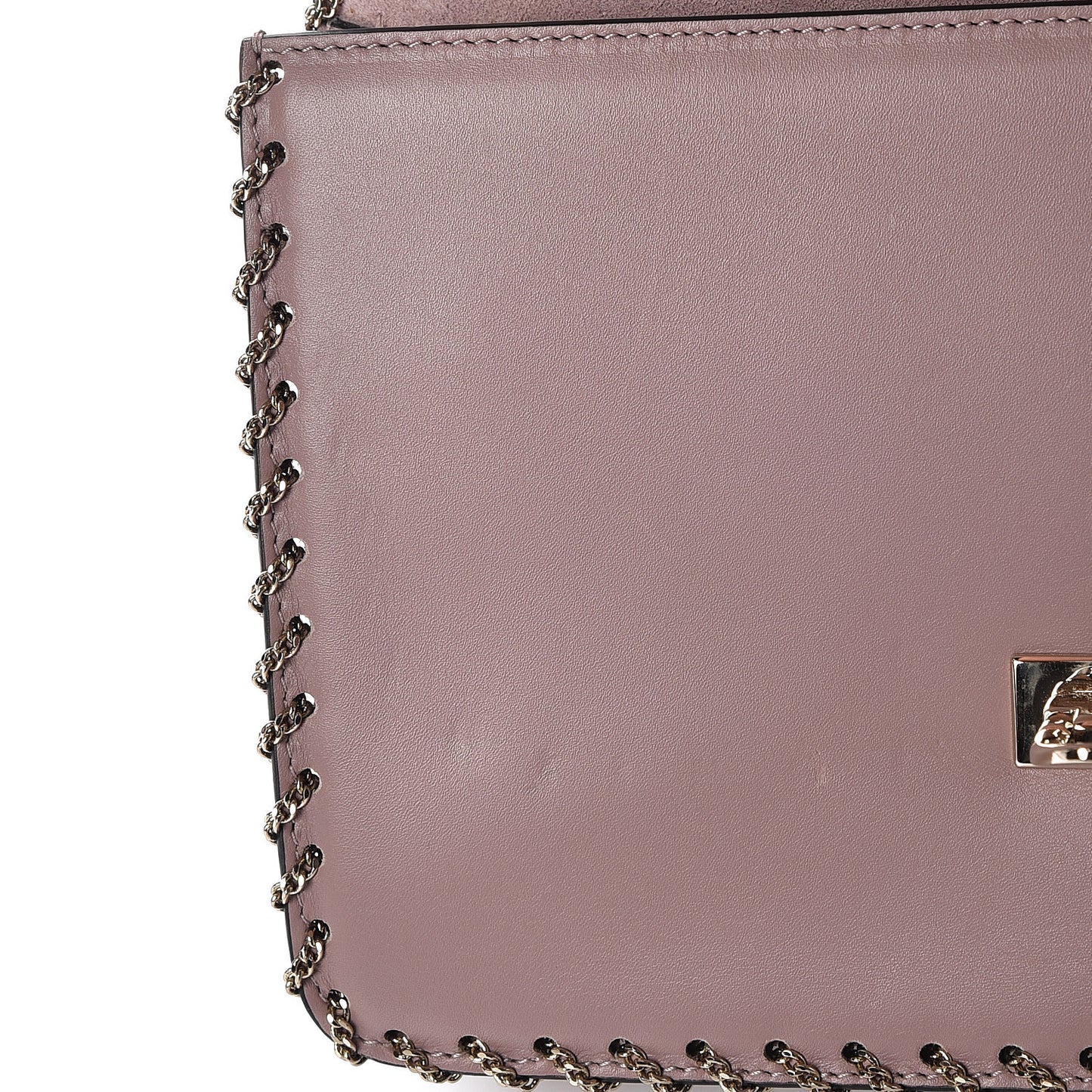 Vitello Groumette Small Rockstud Demilune Shoulder Bag Lipstick