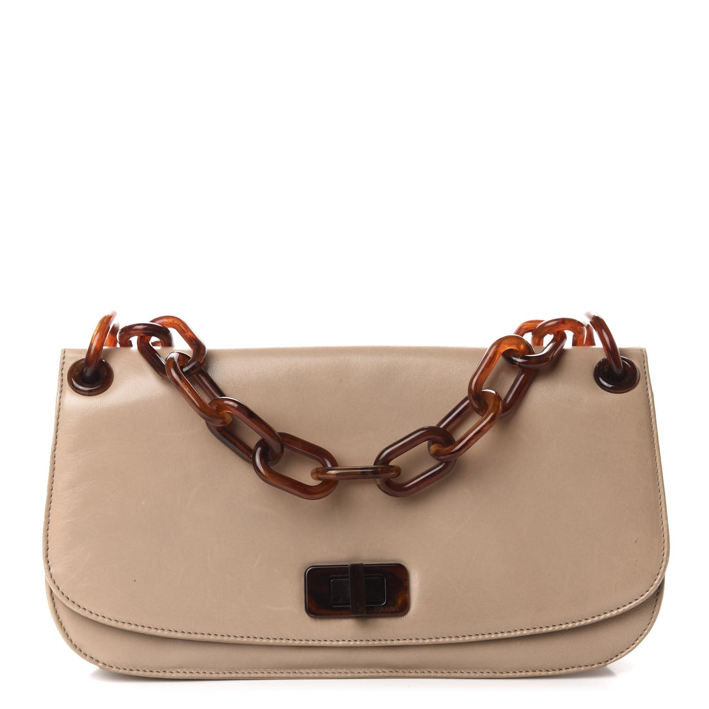Goatskin Swing Chain Shoulder Bag Beige