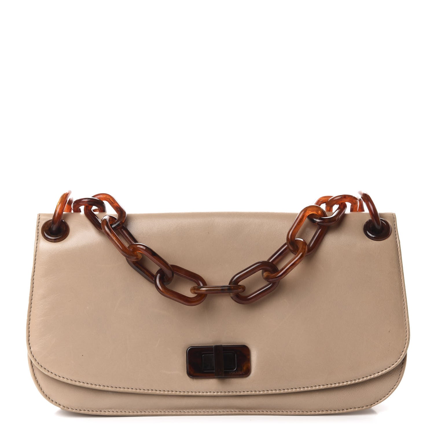 Prada Goatskin Swing Chain Shoulder Bag Beige 1 of 10