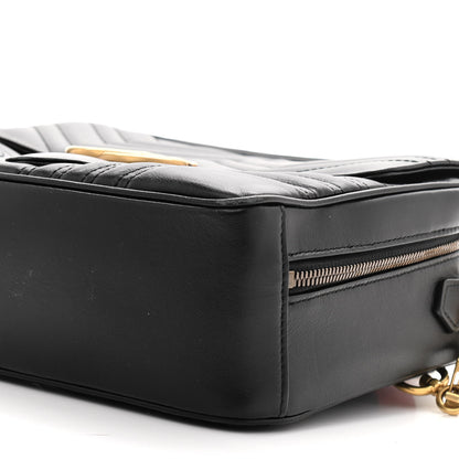 Gucci Calfskin Matelasse Sylvie Web Small GG Marmont Top Handle Shoulder Bag Black 10 of 16