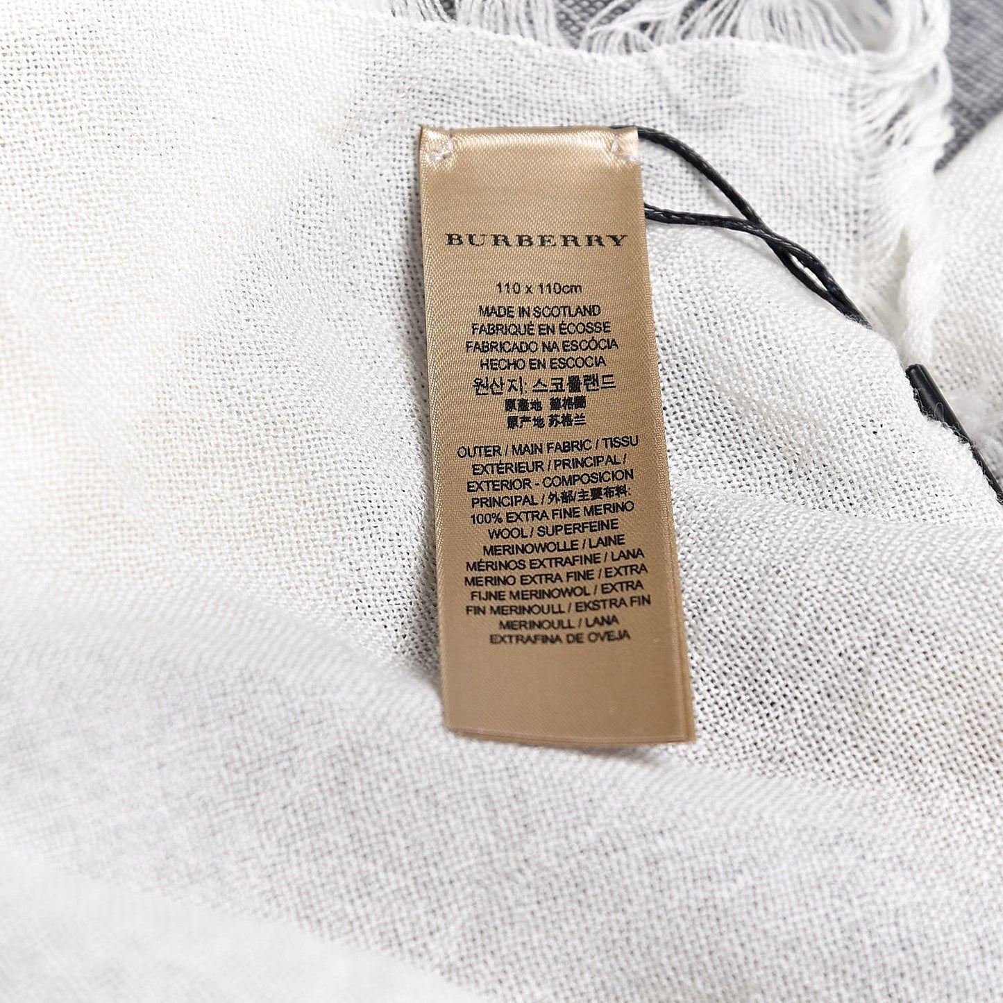 Merino Wool House Check Scarf Ivory