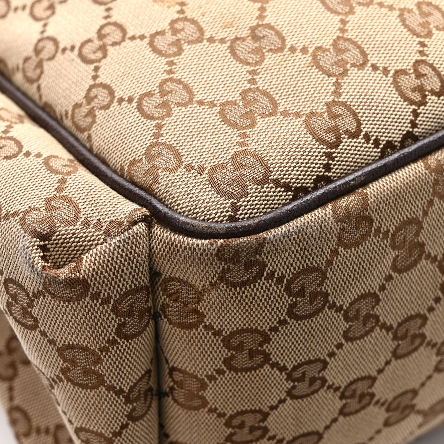Gucci Monogram Natural Pigskin Large Diaper Bag Beige Ebony Cocoa Dark Chocolate 11 of 13