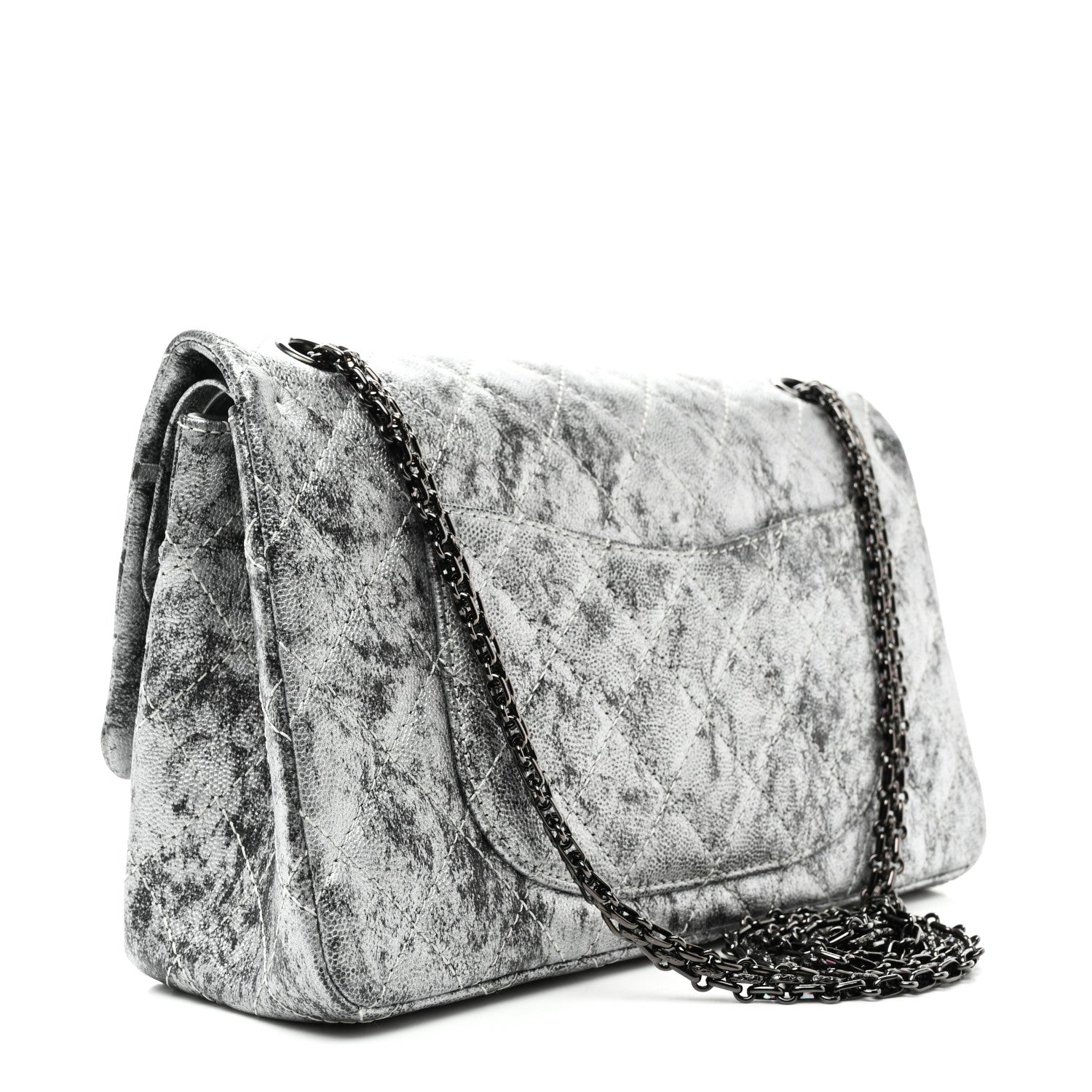 Chanel Metallic Caviar Quilted 2.55 Reissue 226 Flap Silver Black 3 of 10