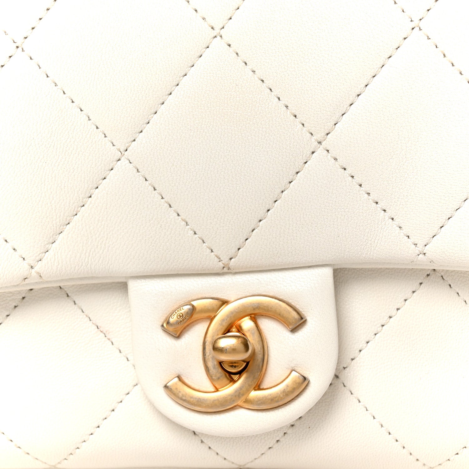 Chanel Lambskin Quilted Small Circular Handle Bag White 18 of 21