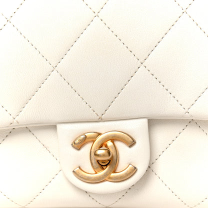 Chanel Lambskin Quilted Small Circular Handle Bag White 18 of 21