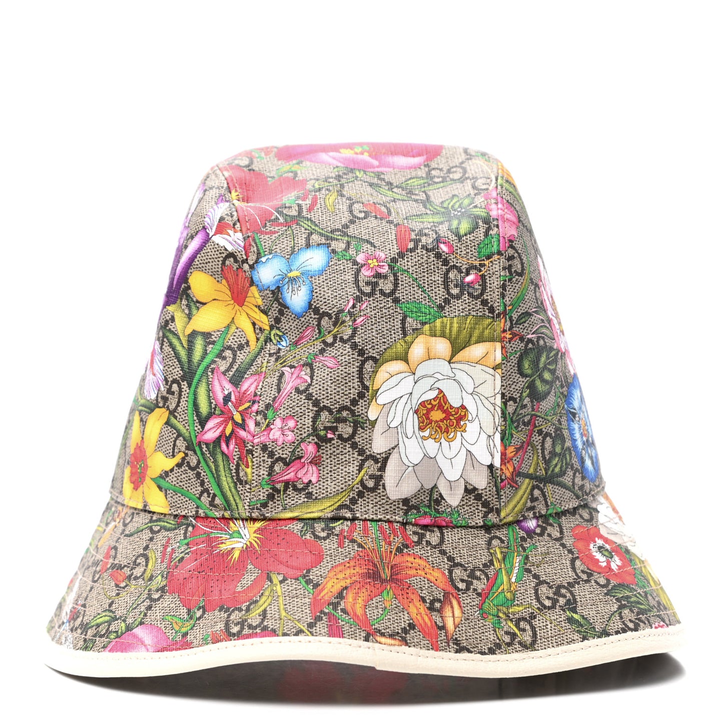 GG Supreme Monogram Flora Fedora Hat M White