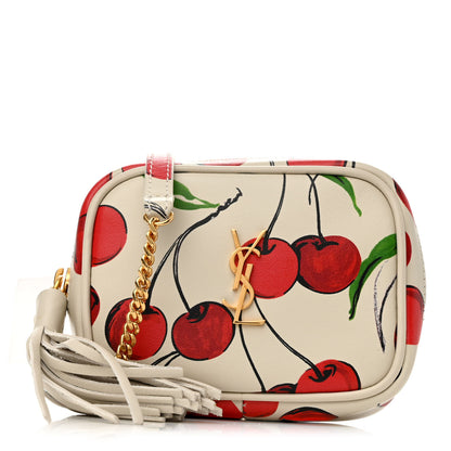 Saint Laurent Calfskin Cherry Print Monogram Baby Lou Camera Bag Crema Soft Red 1 of 11