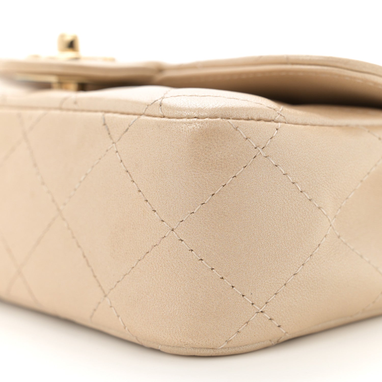 Chanel Metallic Lambskin Quilted Extra Mini V For Victory Flap Light Gold 10 of 12