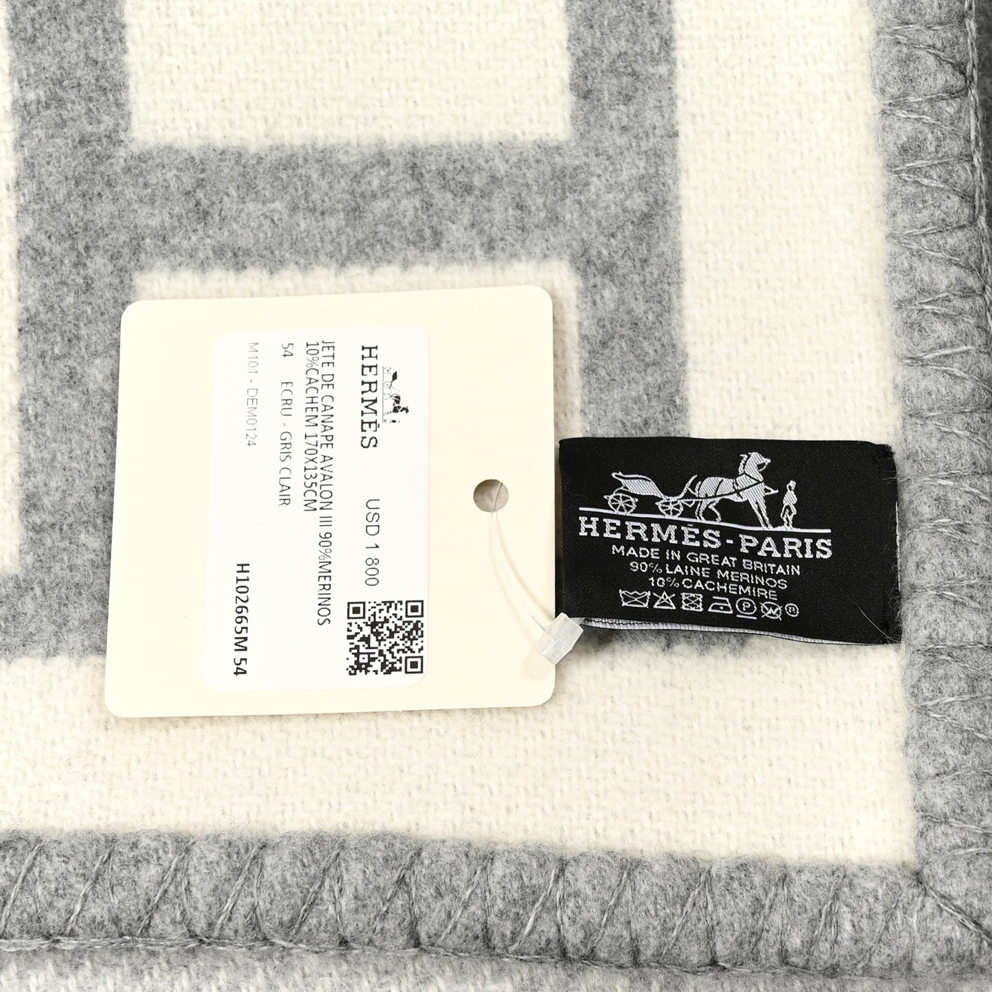 Wool Cashmere Avalon III Blanket Ecru Gris Clair