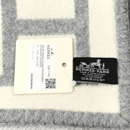 Hermes Wool Cashmere Avalon III Blanket Ecru Gris Clair 3 of 5