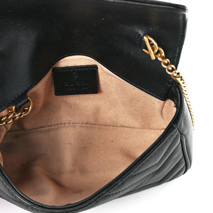 Gucci Calfskin Matelasse Super Mini GG Marmont Shoulder Bag Black 5 of 12
