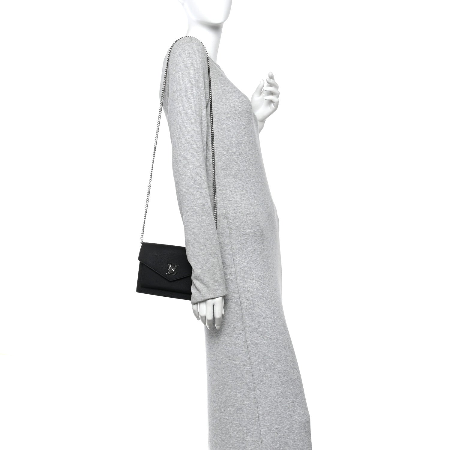 Louis Vuitton Soft Calfskin My Lockme Chain Pochette Black 2 of 9