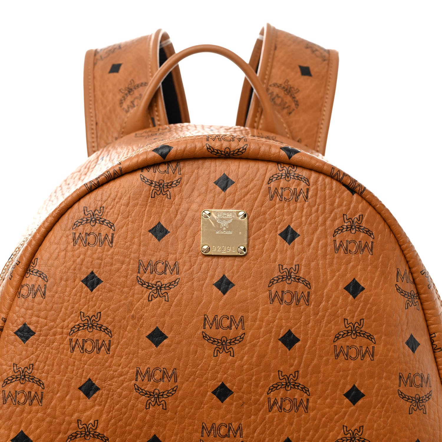 MCM Visetos Mens Medium Stark Backpack Cognac 8 of 10