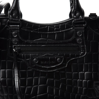 Balenciaga Semi Shiny Calfskin Crocodile Embossed Neo Classic Black Hardware S City Black 11 of 12