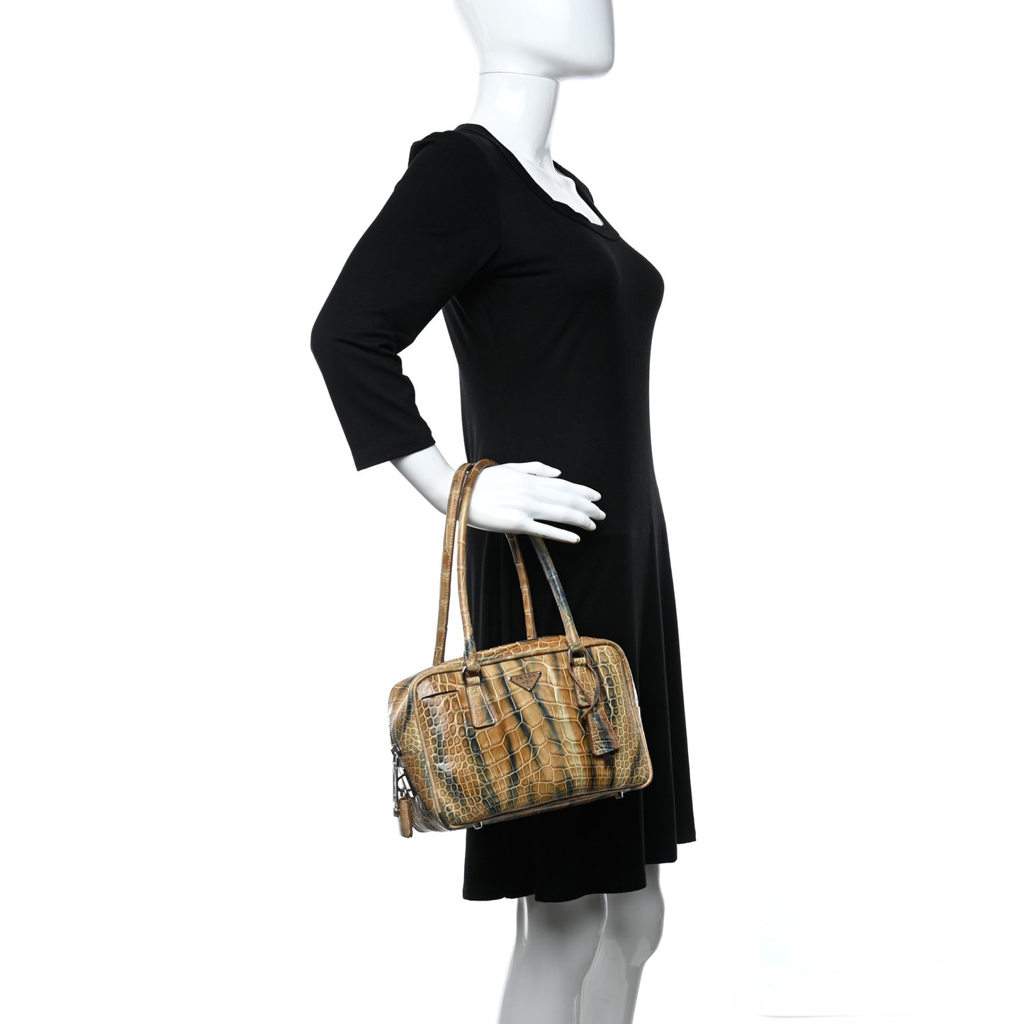 Crocodile Embossed Tote Brown