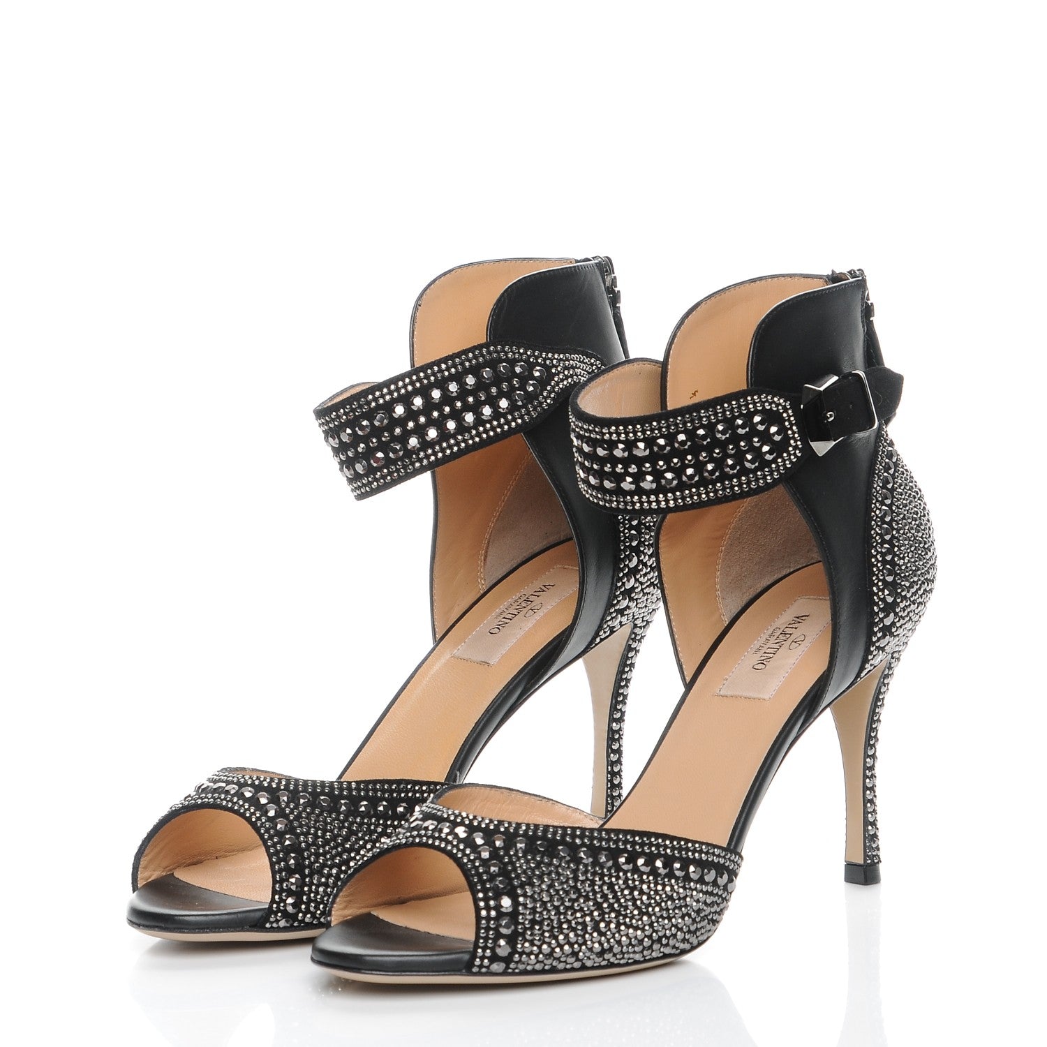 Valentino Garavani Calfskin Studded Ankle Strap Pumps 39.5 Black 3 of 14