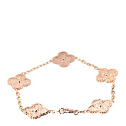 Van Cleef & Arpels 18K Rose Gold 5 Motifs Vintage Alhambra Bracelet 3 of 7