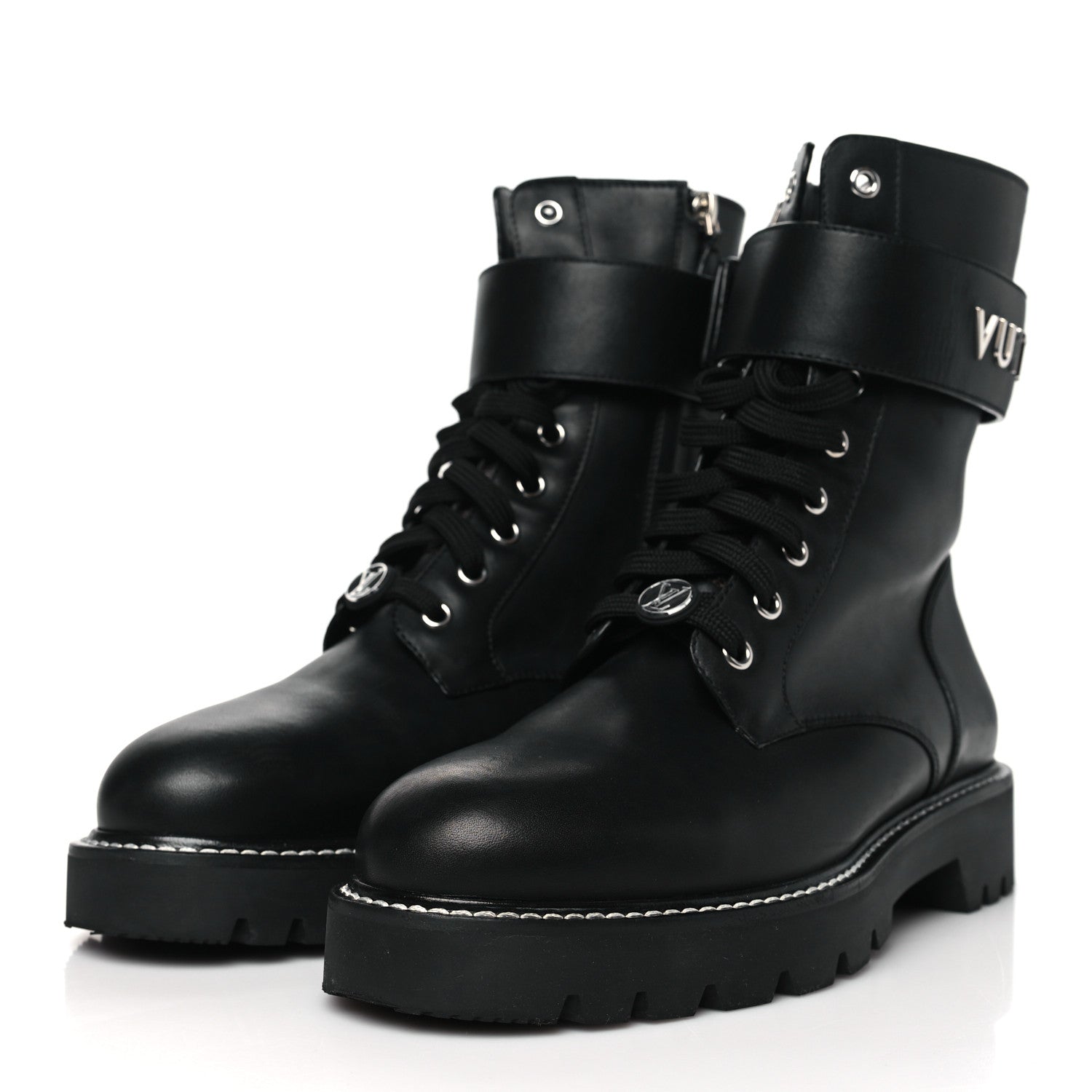 Louis Vuitton Calfskin Territory Flat Ranger Boots 39 Black 3 of 9
