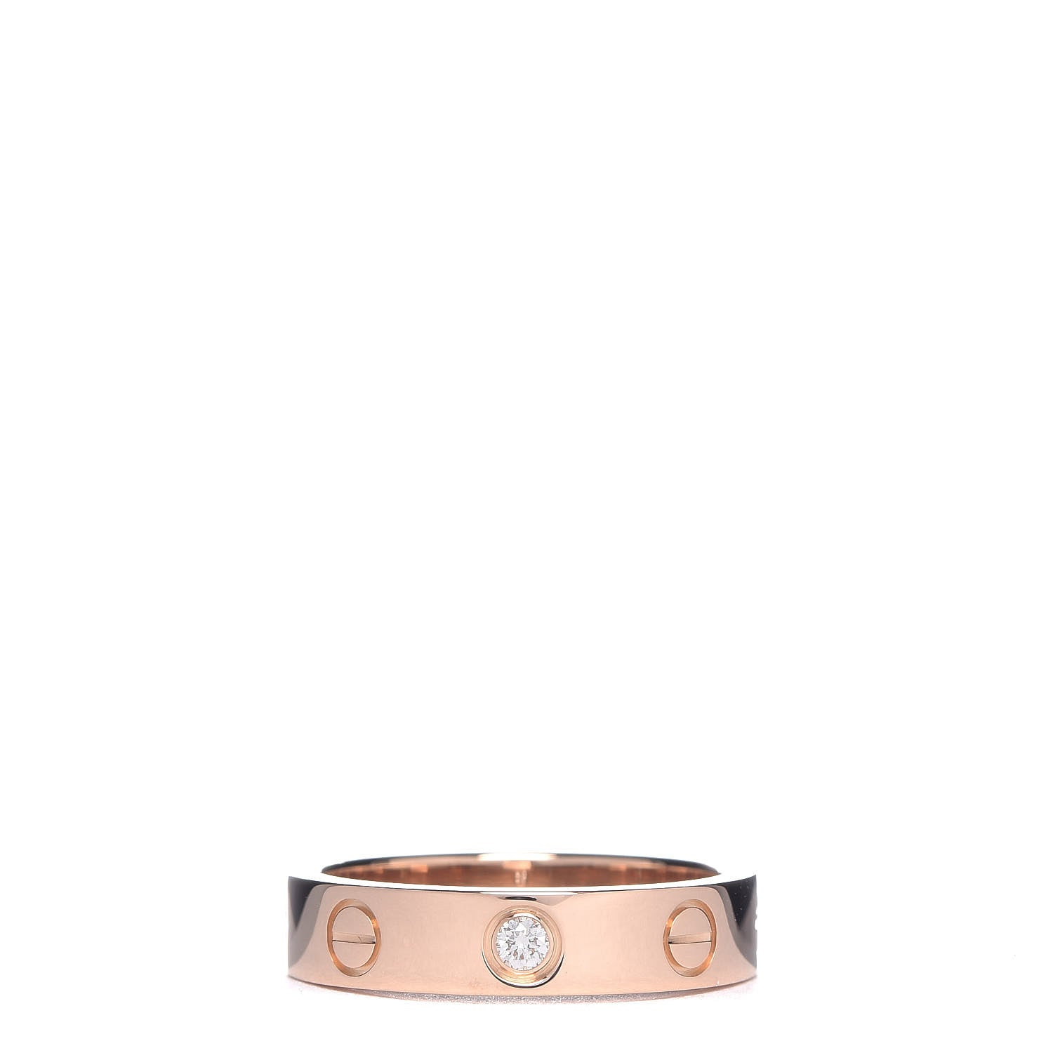 Cartier 18K Pink Gold Diamond 4mm LOVE Wedding Band Ring 47 4 1 of 4