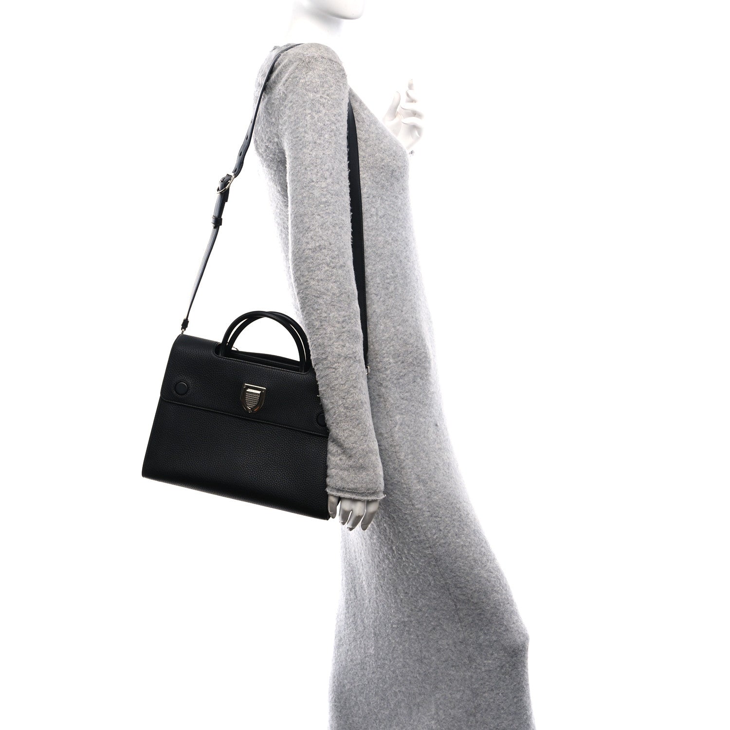 Christian Dior Grained Calfskin Medium Diorever Flap Black 3 of 12