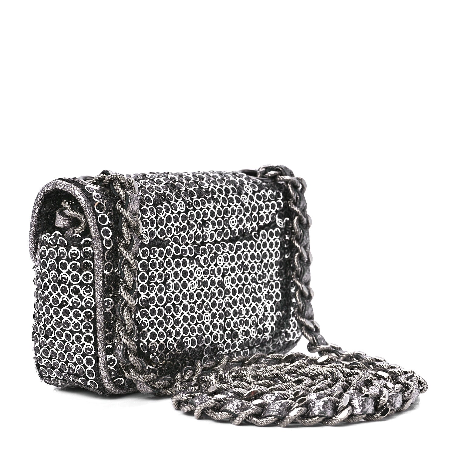 Chanel Sequin Micro Flap Dark Silver 3 of 13