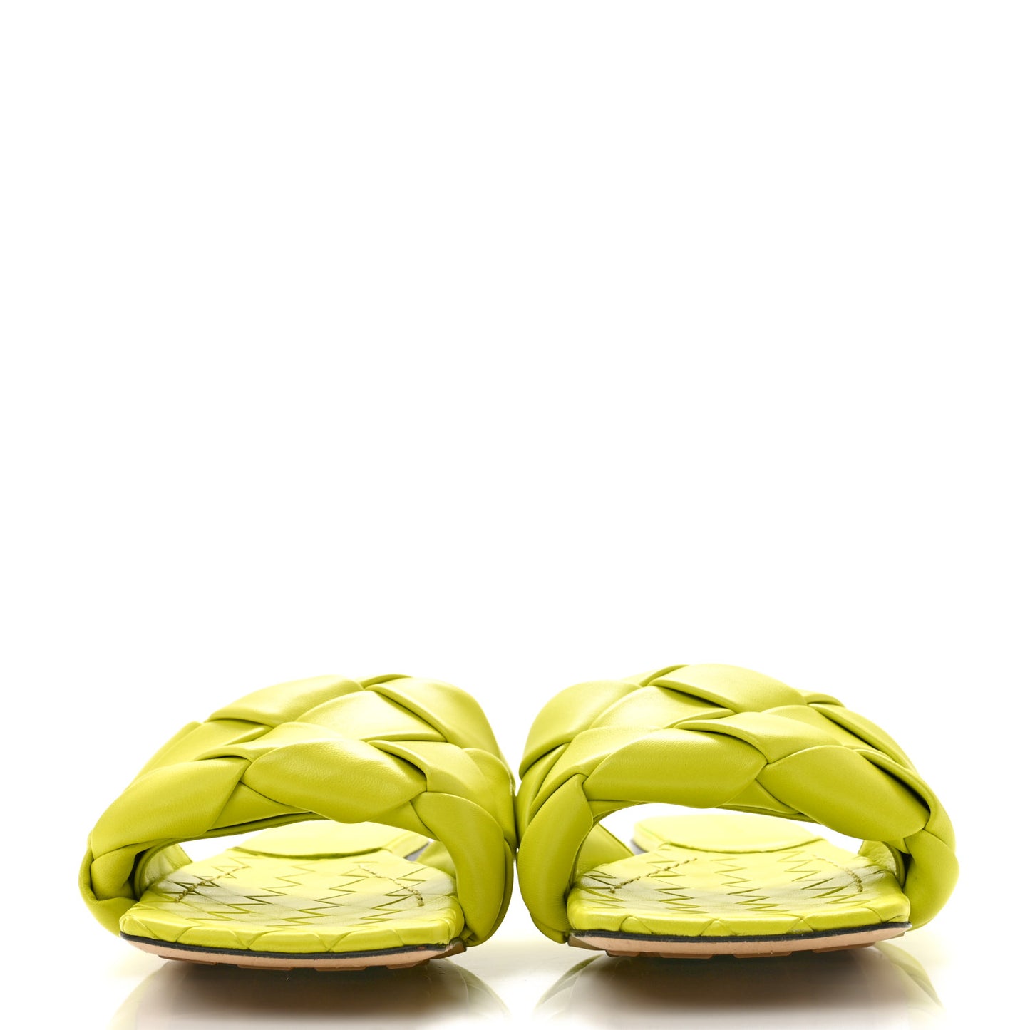Nappa Maxi Intrecciato Lido Flat Sandals 38.5 Kiwi