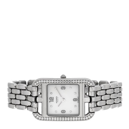 Hermes Stainless Steel Diamond Bezel Mother of Pearl 23mm Cape Cod Quartz Watch 2 of 5