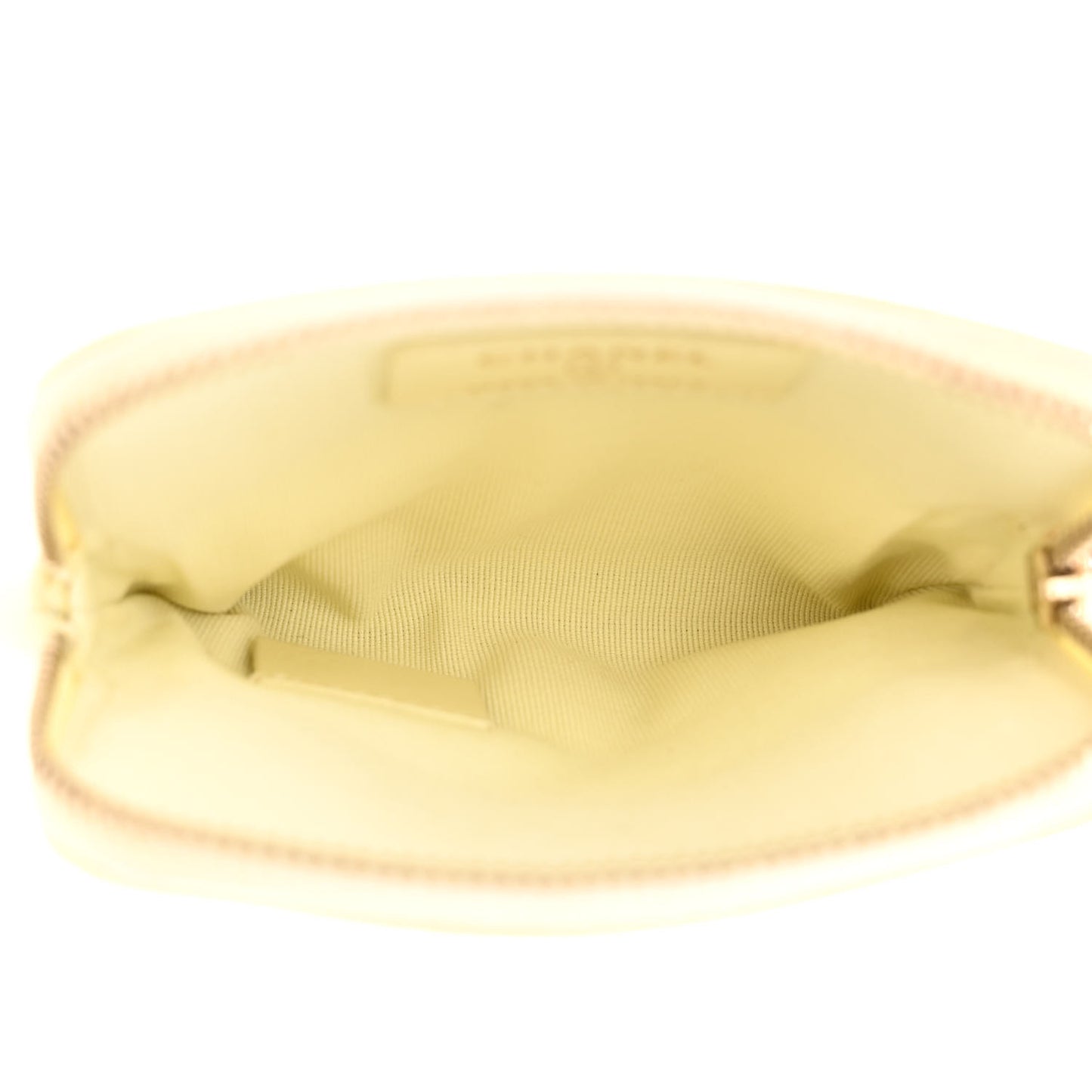 Caviar Quilted Zip Card Holder Wallet Light Yellow